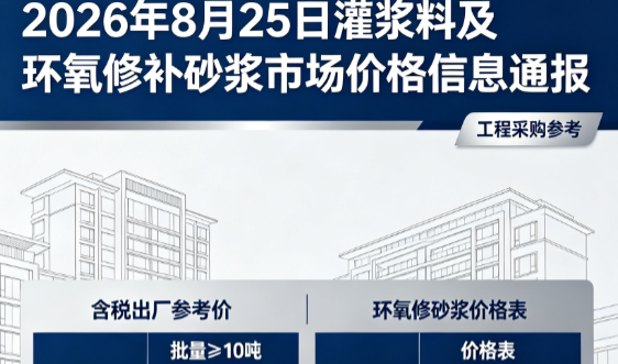 宽城2026年8月25日灌浆料及环氧修补砂浆市场价格信息通报